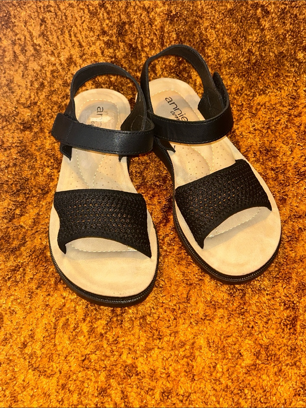 Annie Navy Woven Front Slingback Sandals